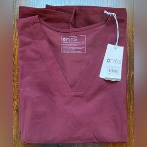 NWT Figs Casma Scrub Top, Burgundy, XL
